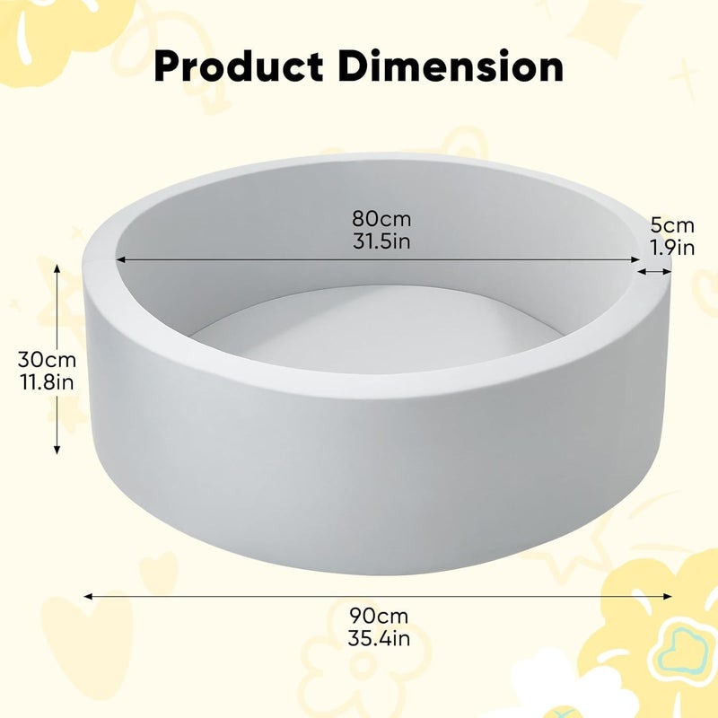 بيوينتي رغوة الكرة حفرة - 35.4 "x 35.4 "x 11.8" حفرات الكرة للأطفال الصغار ، ناعمة دائرية كيدي طفل Playpen الكرة حمام سباحة للأطفال ، هدية مثالية للأطفال في الهواء الطلق لعبة داخلية ، تتضمن الكرات - Image 3